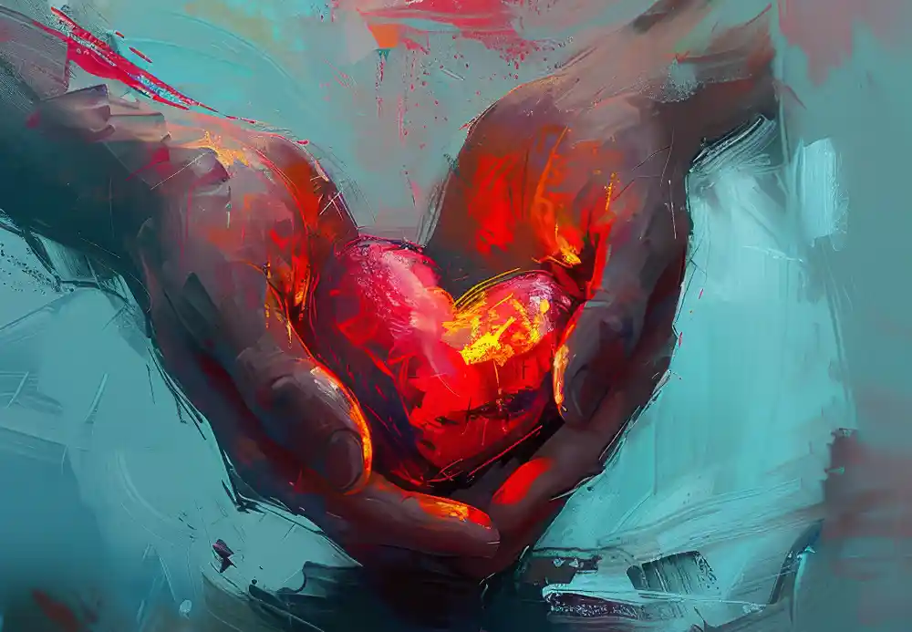 an illustration of someone's heart in caring hands