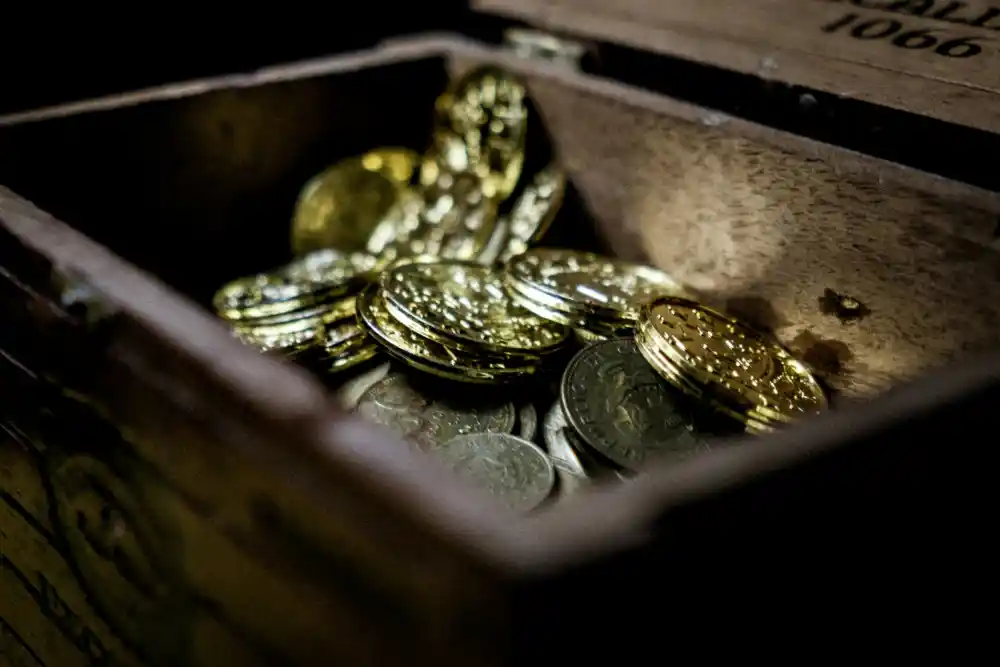 A treasure chest full of gold coins